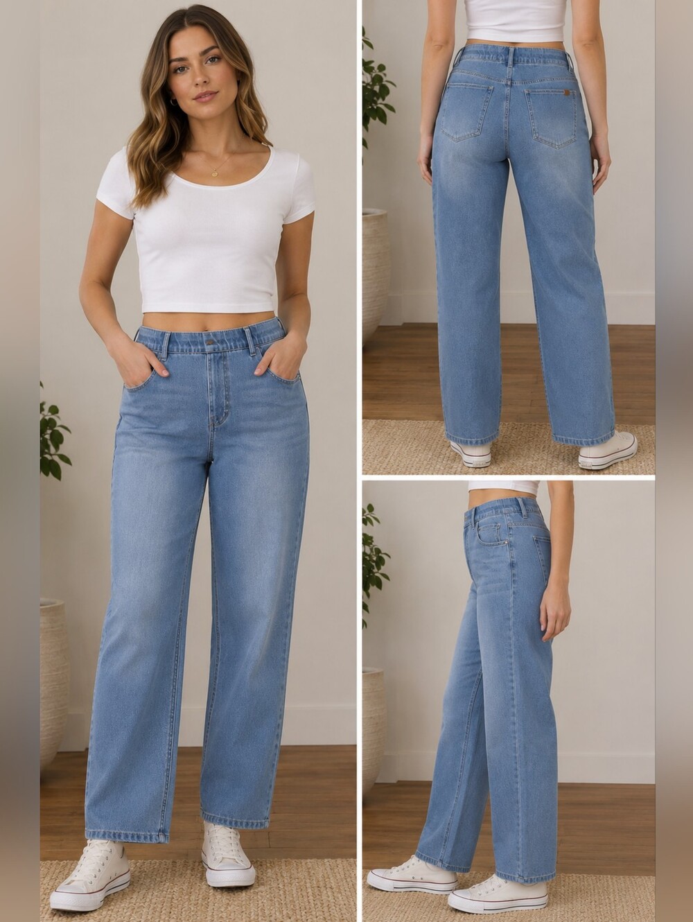 Halara Pull-On Straight Leg Jeans Size L Regular NWT